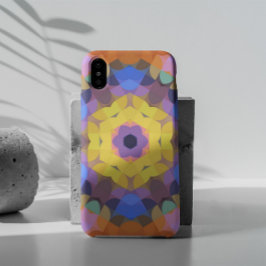 Retro Mandala Flower Yellow Blue en Oranje Case-Mate iPhone Case