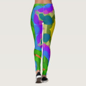 Retro Mandala Flower Yellow Blue en Paars Leggings (Achterkant)