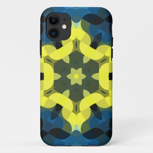 Retro Mandala Flower Yellow en Blue Case-Mate iPhone Case (Achterkant)