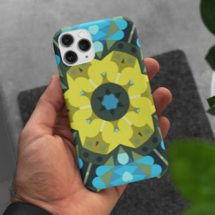 Retro Mandala Flower Yellow en Blue Case-Mate iPhone Case