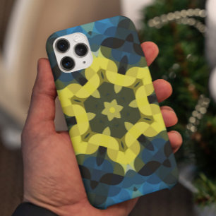 Retro Mandala Flower Yellow en Blue Case-Mate iPhone Case