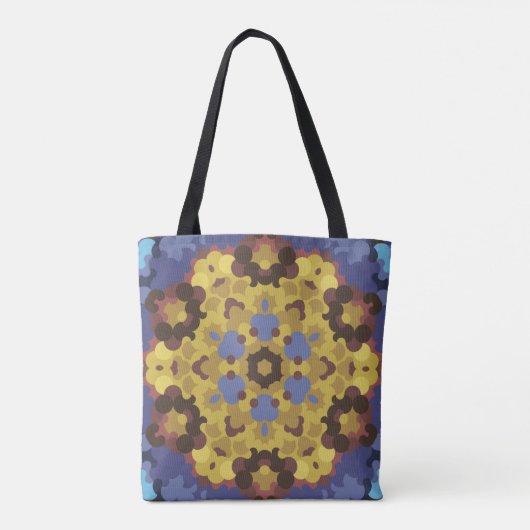 Retro Mandala Flower Yellow en Blue Tote Bag (Achterkant)