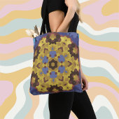 Retro Mandala Flower Yellow en Blue Tote Bag