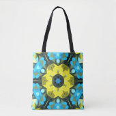Retro Mandala Flower Yellow en Blue Tote Bag (Voorkant)