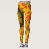 Retro Mandala Flower Yellow en Oranje Leggings (Voorkant)