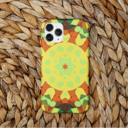 Retro Mandala Flower Yellow Oranje and Green Case-Mate iPhone Case