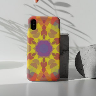 Retro Mandala Flower Yellow Oranje en Paars Case-Mate iPhone Case