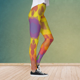 Retro Mandala Flower Yellow Oranje en Paars Leggings