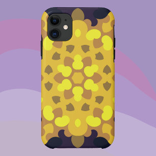 Retro Mandala Flower Yellow Paars and Green Case-Mate iPhone Case