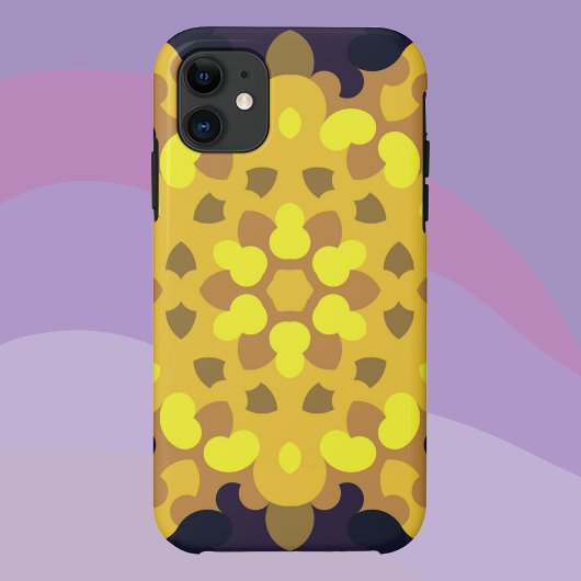 Retro Mandala Flower Yellow Paars and Green Case-Mate iPhone Case