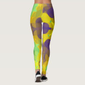 Retro Mandala Flower Yellow Paars and Green Leggings (Achterkant)