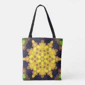 Retro Mandala Flower Yellow Paars and Green Tote Bag (Achterkant)