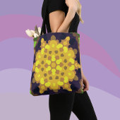 Retro Mandala Flower Yellow Paars and Green Tote Bag