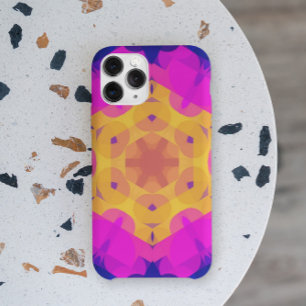 Retro Mandala Flower Yellow Pink en Blue Case-Mate iPhone Case