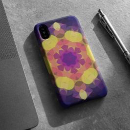 Retro Mandala Flower Yellow Pink en Paars Case-Mate iPhone Case
