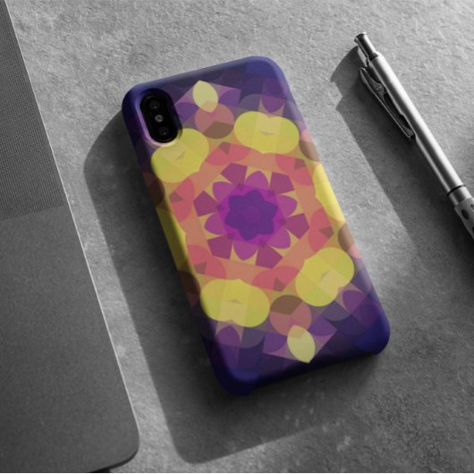 Retro Mandala Flower Yellow Pink en Paars Case-Mate iPhone Case