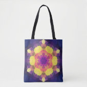 Retro Mandala Flower Yellow Pink en Paars Tote Bag (Voorkant)