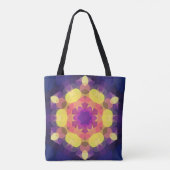 Retro Mandala Flower Yellow Pink en Paars Tote Bag (Achterkant)