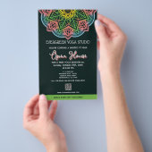 Retro Mandala Flower Yoga Studio Open Huis Flyer (Hand)