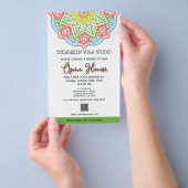 Retro Mandala Flower Yoga Studio Open Huis Flyer (Hand)