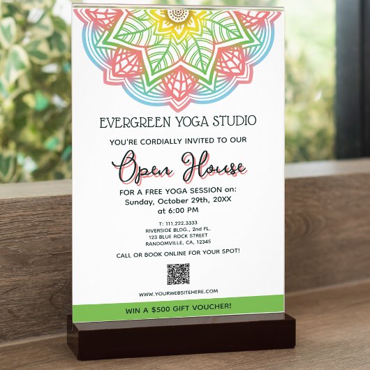 Retro Mandala Flower Yoga Studio Open Huis Flyer