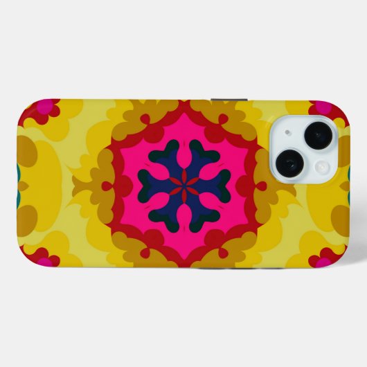 Retro Mandala Geel Blauw en roze Case-Mate iPhone Case (Achterkant (horizontaal))