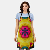 Retro Mandala Geel Blauw en roze Schort (Gedragen)