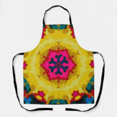 Retro Mandala Geel Blauw en roze Schort (Voorkant)