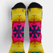 Retro Mandala Geel Blauw en roze Sokken (Top)