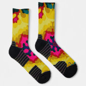 Retro Mandala Geel Blauw en roze Sokken (Rechts)