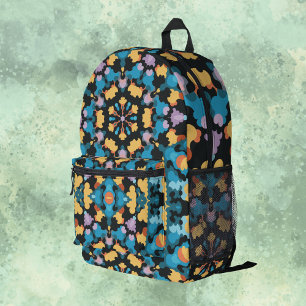 Retro Mandala Geel Blauw en Sinaasappel Bedrukte Rugzak