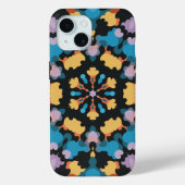 Retro Mandala Geel Blauw en Sinaasappel Case-Mate iPhone Case (Achterkant)