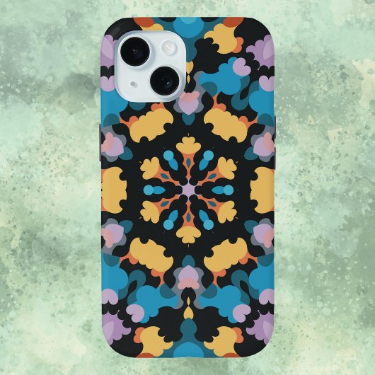 Retro Mandala Geel Blauw en Sinaasappel Case-Mate iPhone Case