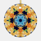 Retro Mandala Geel Blauw en Sinaasappel Keramisch Ornament (Voorkant)