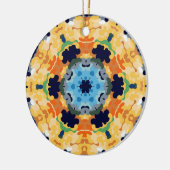 Retro Mandala Geel Blauw en Sinaasappel Keramisch Ornament (Links)