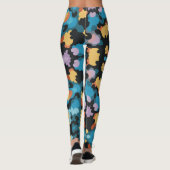 Retro Mandala Geel Blauw en Sinaasappel Leggings (Achterkant)