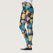 Retro Mandala Geel Blauw en Sinaasappel Leggings (Links)