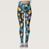 Retro Mandala Geel Blauw en Sinaasappel Leggings (Voorkant)