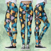 Retro Mandala Geel Blauw en Sinaasappel Leggings