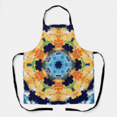 Retro Mandala Geel Blauw en Sinaasappel Schort (Voorkant)