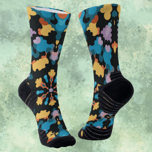 Retro Mandala Geel Blauw en Sinaasappel Sokken