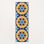 Retro Mandala Geel Blauw en Sinaasappel Yogamat (Voorkant)