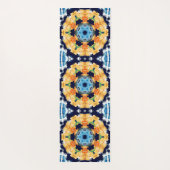 Retro Mandala Geel Blauw en Sinaasappel Yogamat (Achterkant)