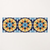 Retro Mandala Geel Blauw en Sinaasappel Yogamat (Voorkant (horizontaal))