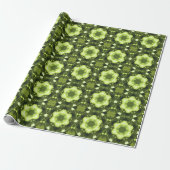 Retro Mandala Green Cadeaupapier (Uitgerold)
