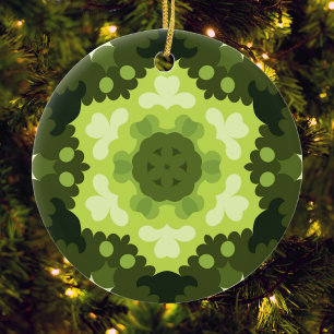 Retro Mandala Green Keramisch Ornament