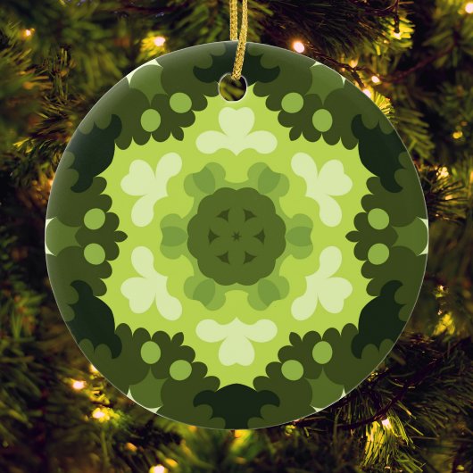Retro Mandala Green Keramisch Ornament