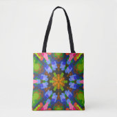 Retro Mandala Groen Blauw en Roze Tote Bag (Voorkant)