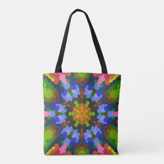 Retro Mandala Groen Blauw en Roze Tote Bag (Achterkant)