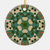 Retro Mandala Groen Bruin en Sinaasappel Keramisch Ornament (Voorkant)